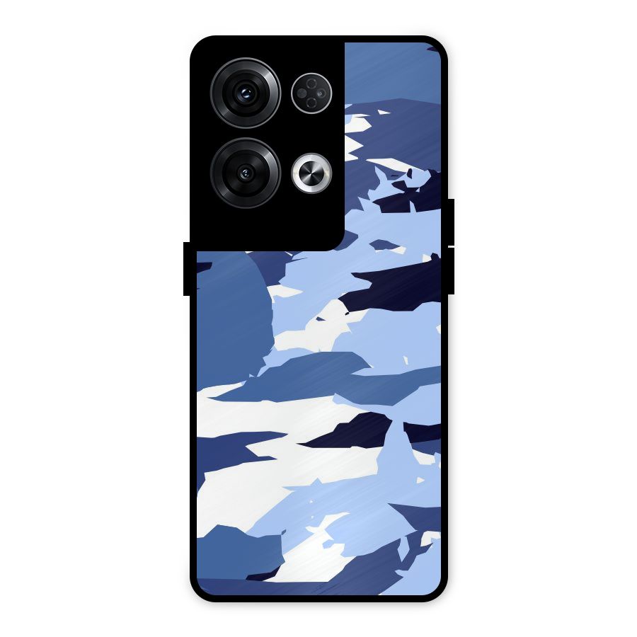 Blue White Canvas Metal Back Case for Oppo Reno8 Pro 5G