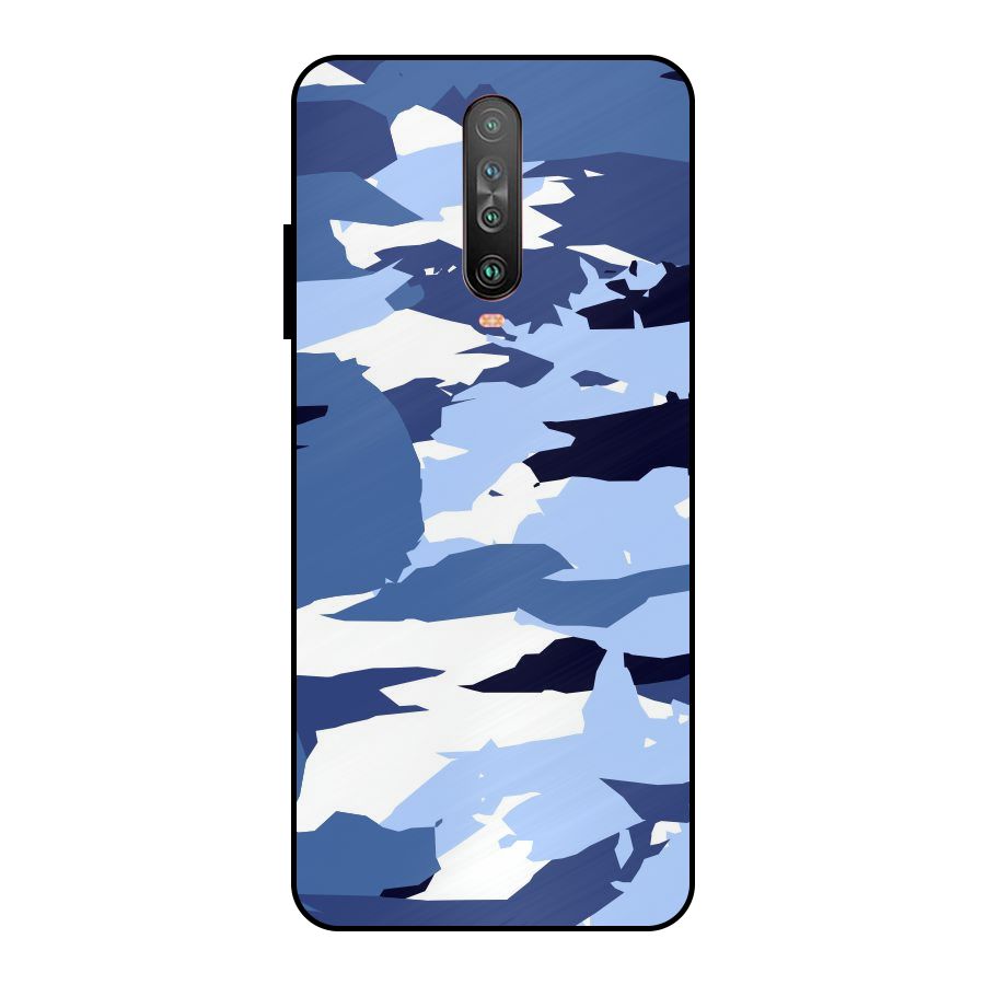 Blue White Canvas Metal Back Case for Poco X2