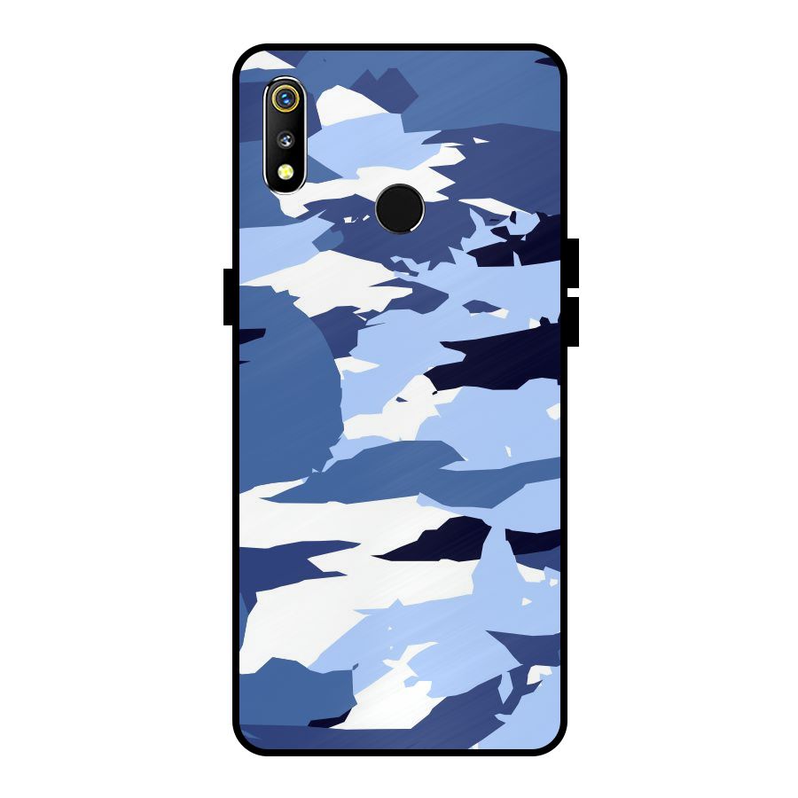 Blue White Canvas Metal Back Case for Realme 3i