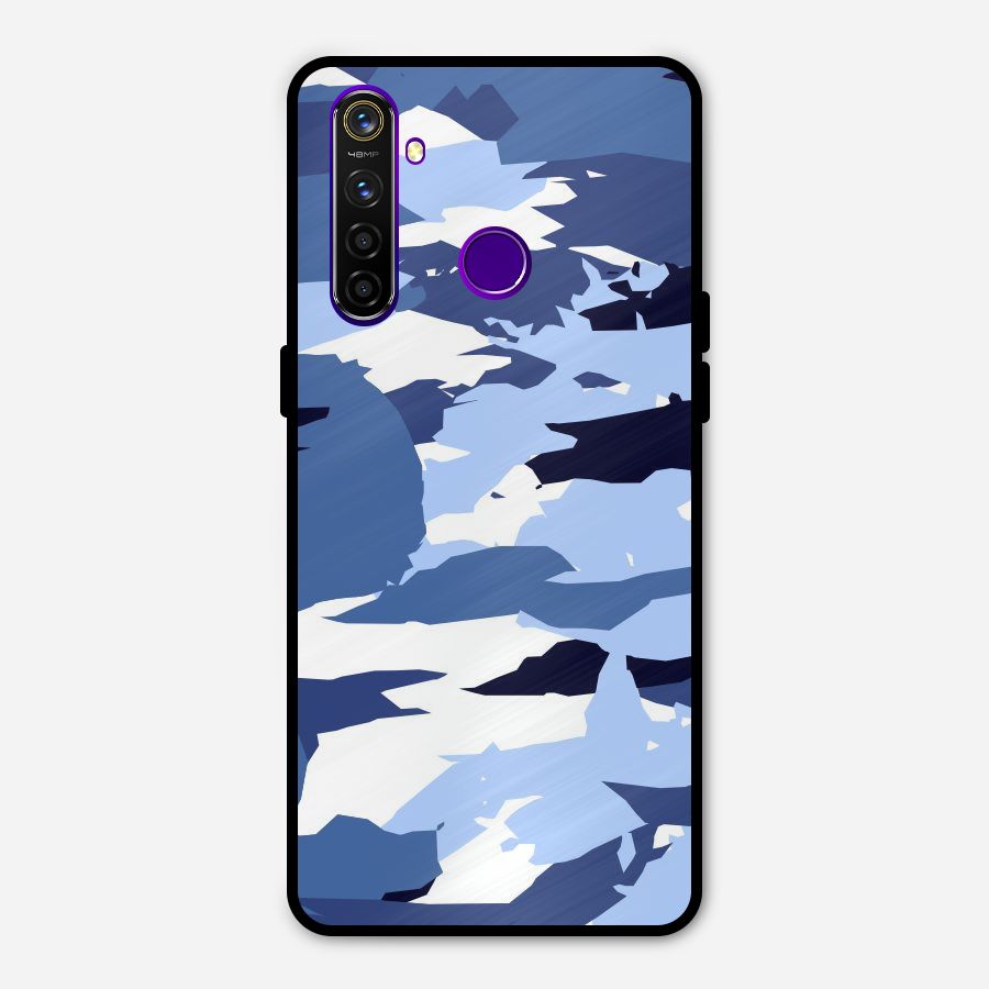 Blue White Canvas Metal Back Case for Realme 5 Pro