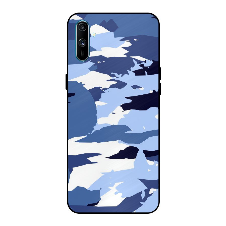 Blue White Canvas Metal Back Case for Realme C3