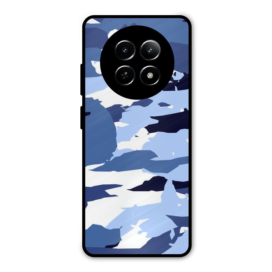 Blue White Canvas Metal Back Case for Realme Narzo 70x 5G