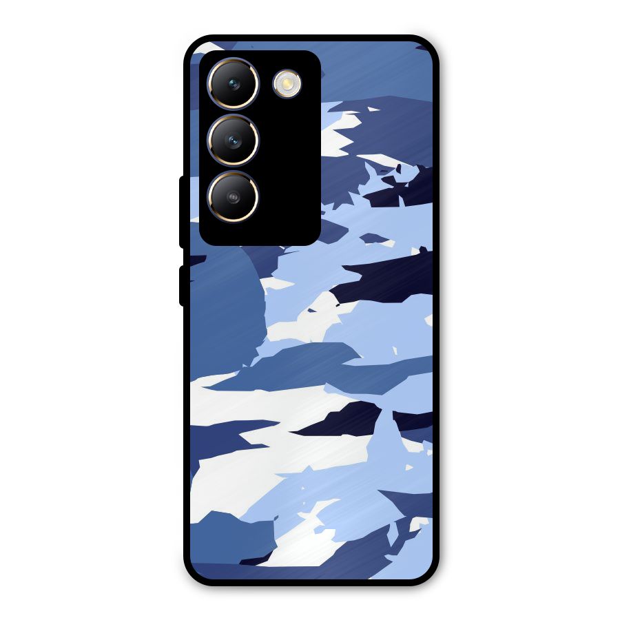 Blue White Canvas Metal Back Case for Vivo T3 5G