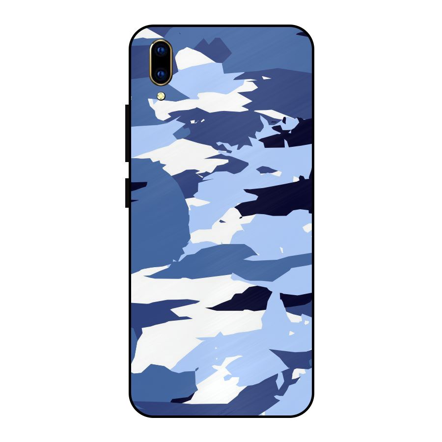 Blue White Canvas Metal Back Case for Vivo V11 Pro