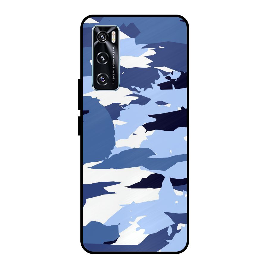 Blue White Canvas Metal Back Case for Vivo V20 SE