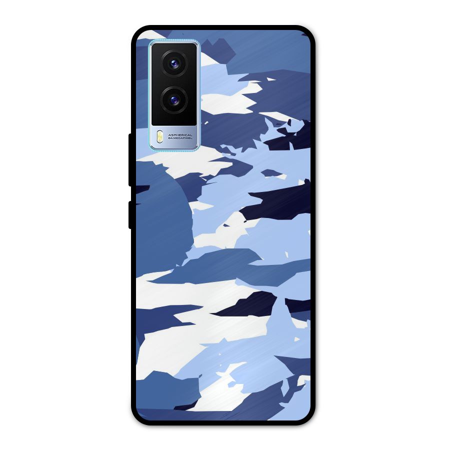 Blue White Canvas Metal Back Case for Vivo V21e 5G