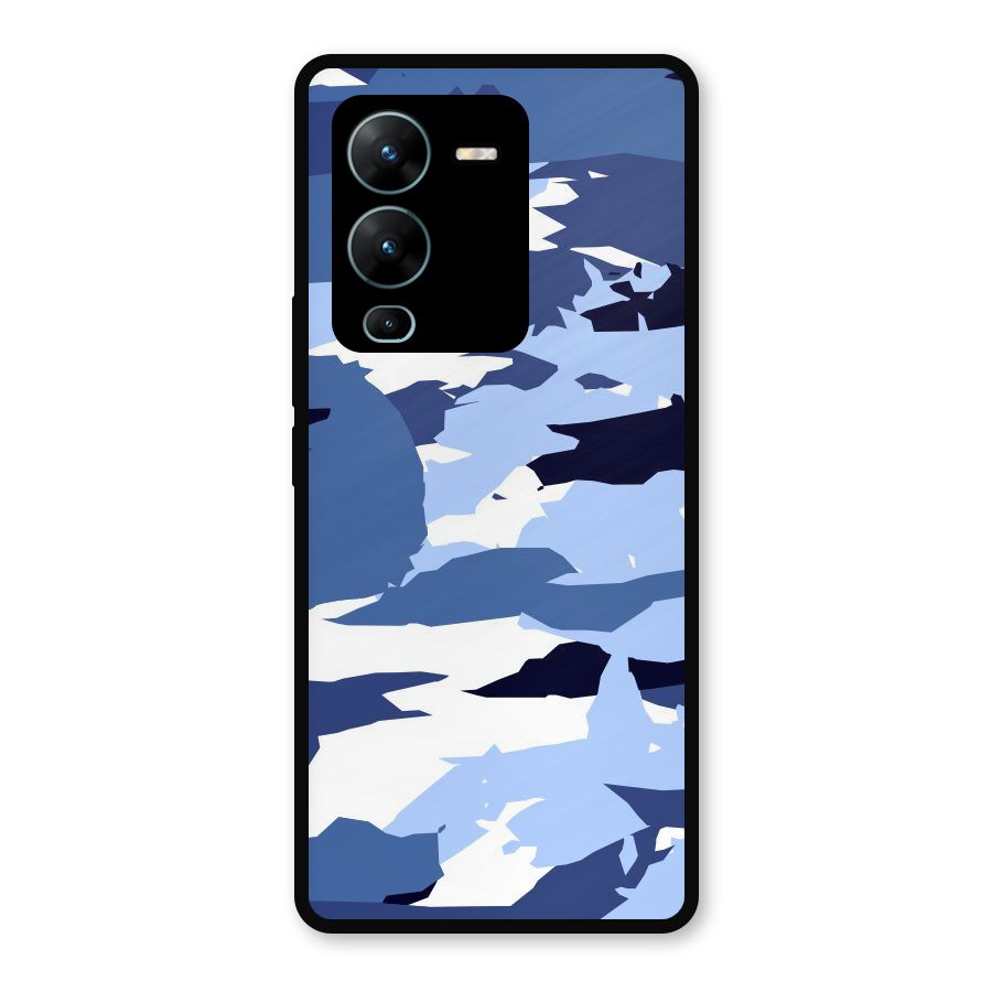 Blue White Canvas Metal Back Case for Vivo V25 Pro