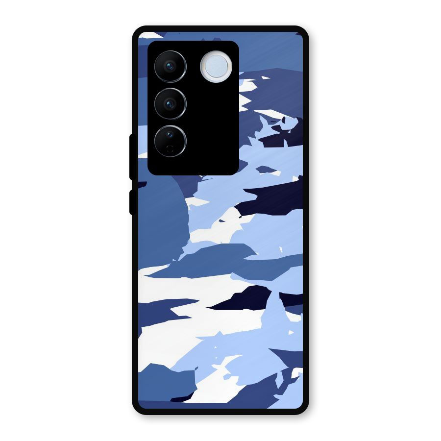 Blue White Canvas Metal Back Case for Vivo V27 Pro
