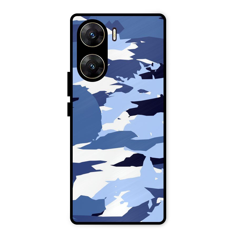 Blue White Canvas Metal Back Case for Vivo V29e