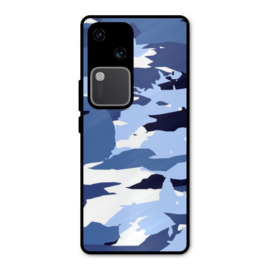 Blue White Canvas Metal Back Case for Vivo V30