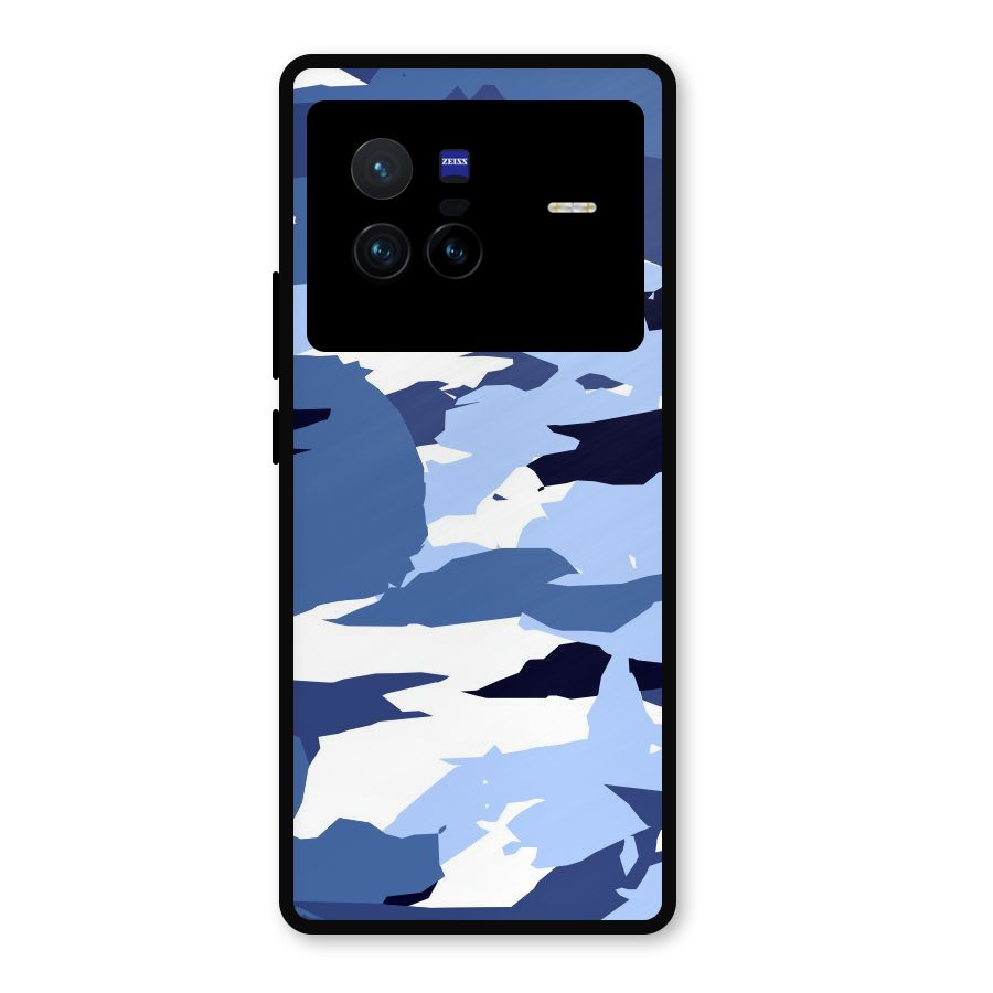 Blue White Canvas Metal Back Case for Vivo X80