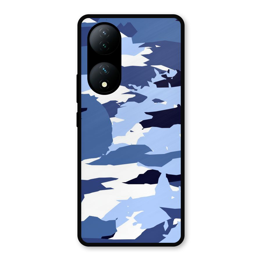 Blue White Canvas Metal Back Case for Vivo Y100a