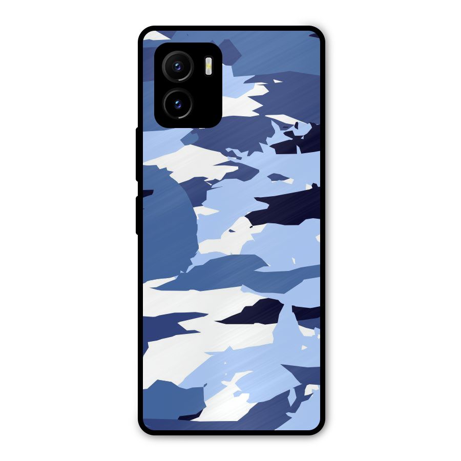Blue White Canvas Metal Back Case for Vivo Y15s