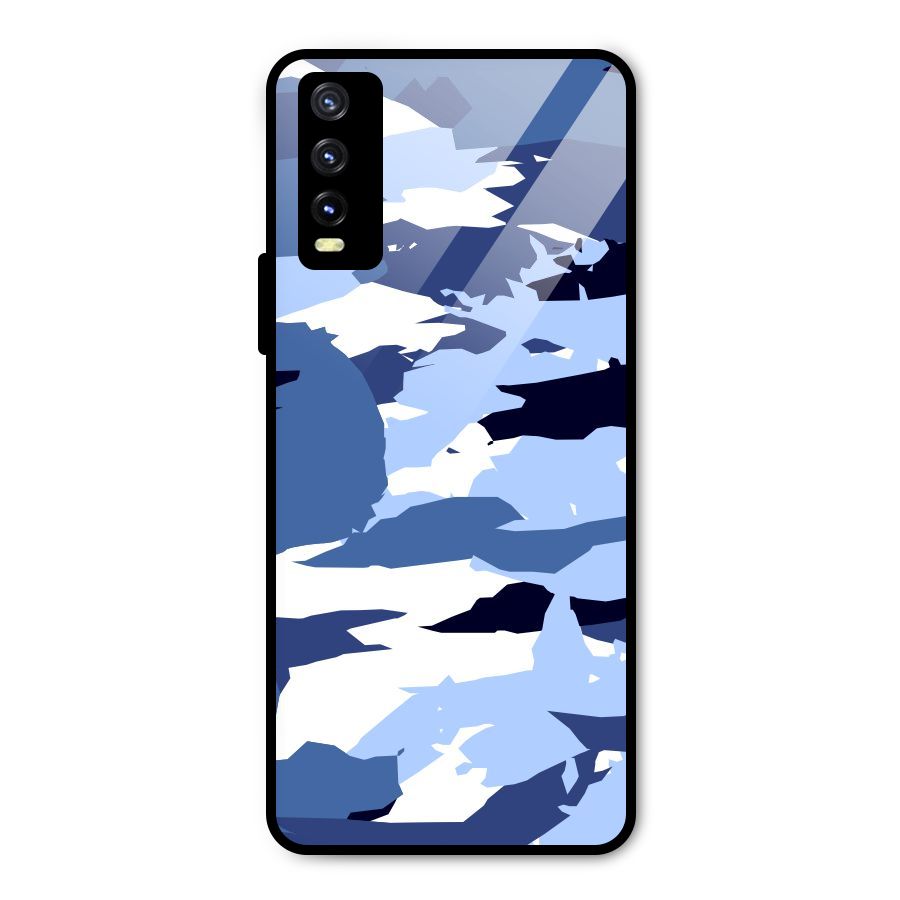 Blue White Canvas Metal Back Case for Vivo Y20 2021