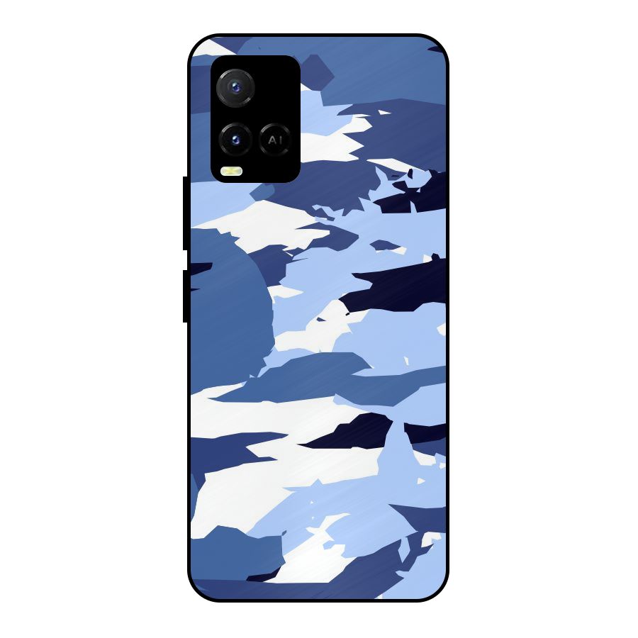 Blue White Canvas Metal Back Case for Vivo Y21T