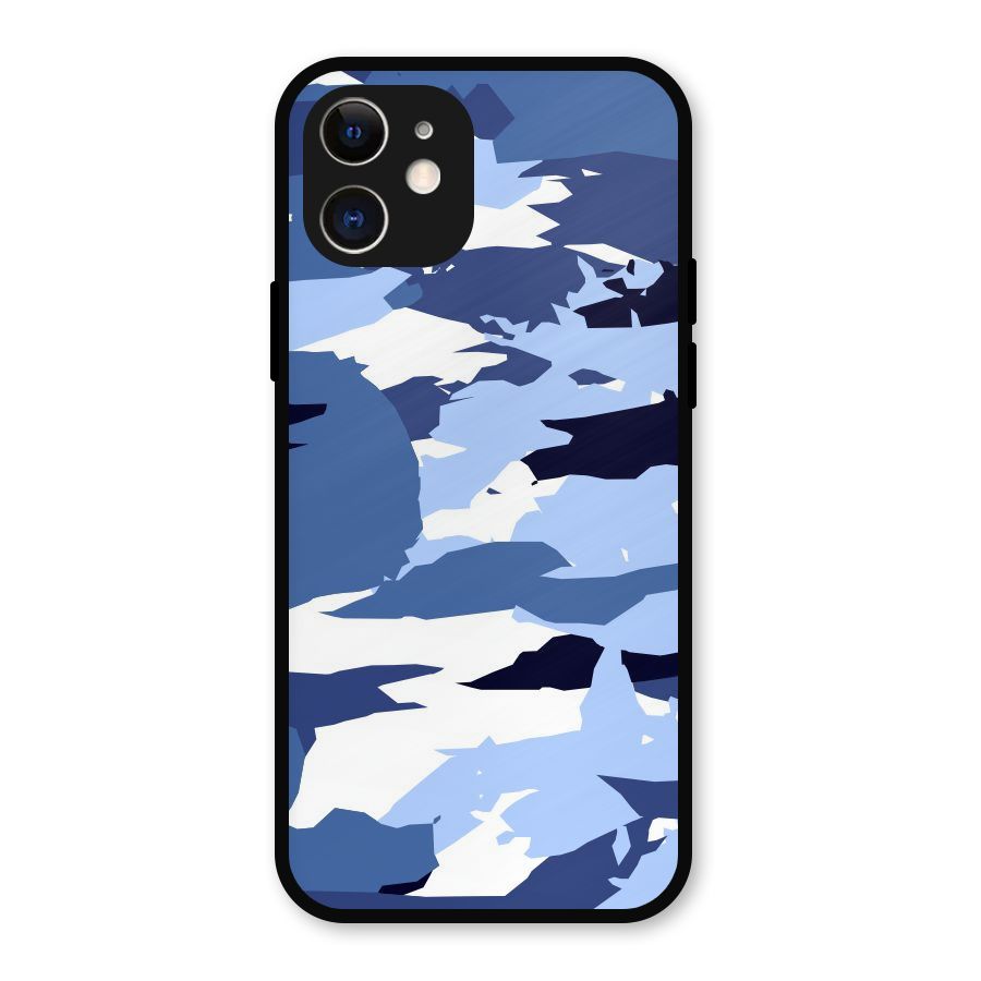 Blue White Canvas Metal Back Case for iPhone 12