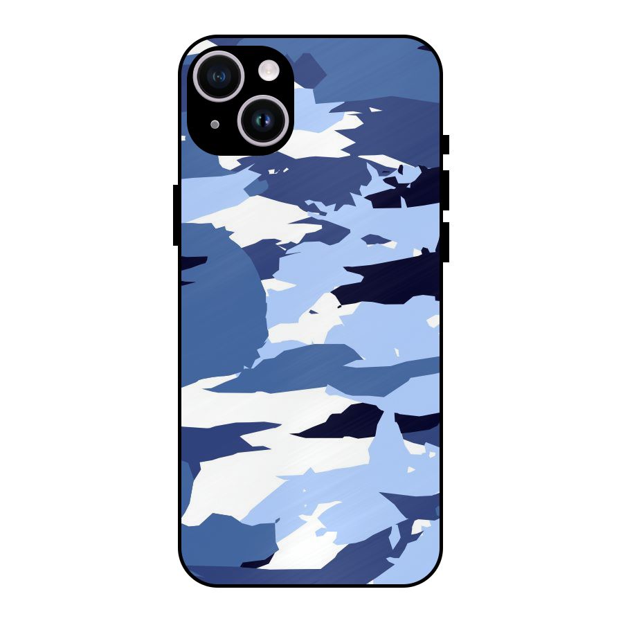 Blue White Canvas Metal Back Case for iPhone 14 Plus