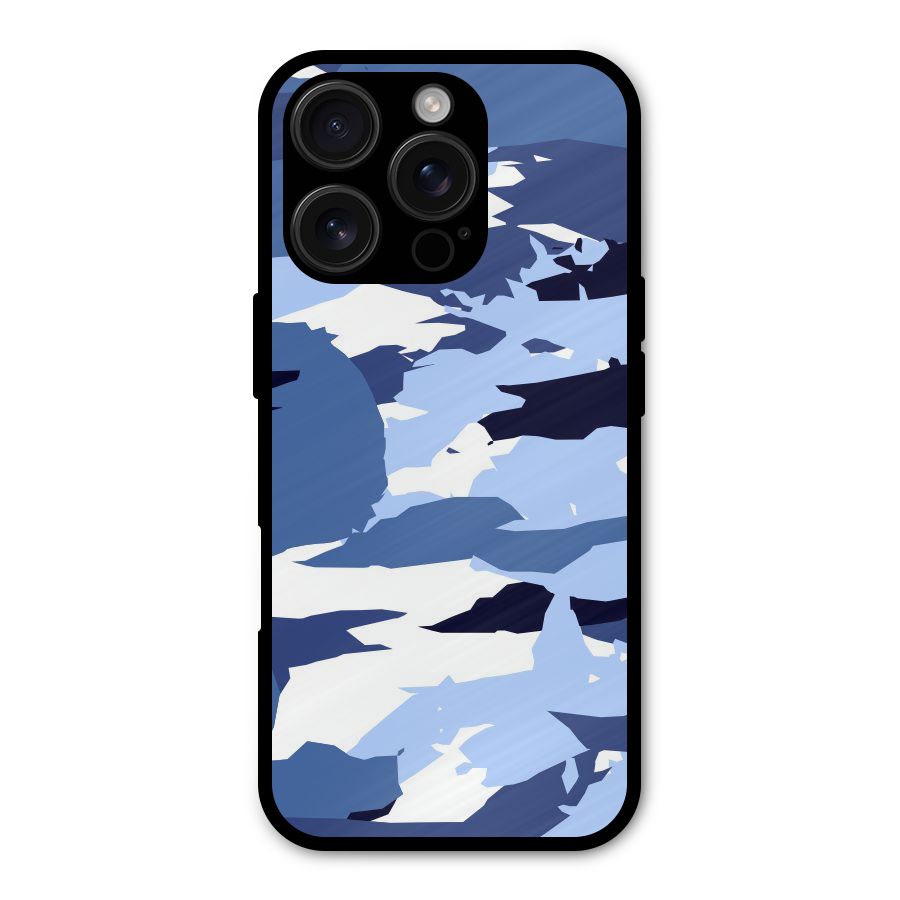 Blue White Canvas Metal Back Case for iPhone 16 Pro