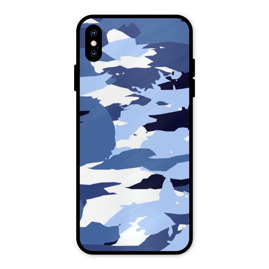 Blue White Canvas Metal Back Case for iPhone XS Max