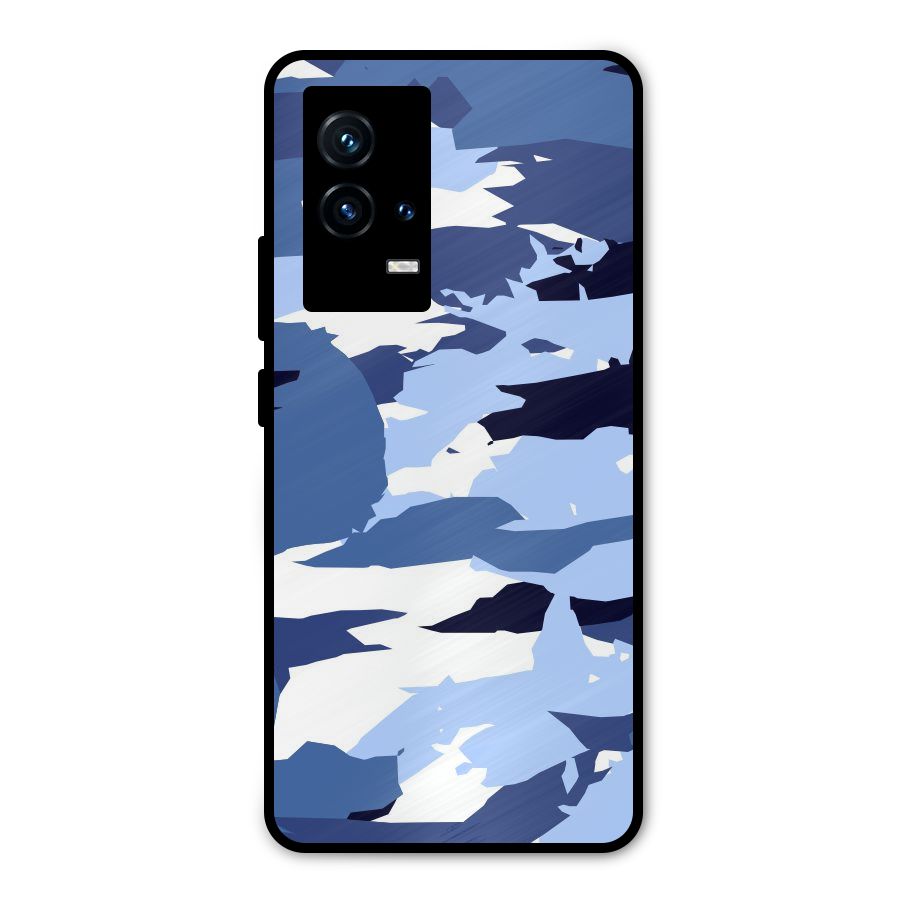 Blue White Canvas Metal Back Case for iQOO 9 5G