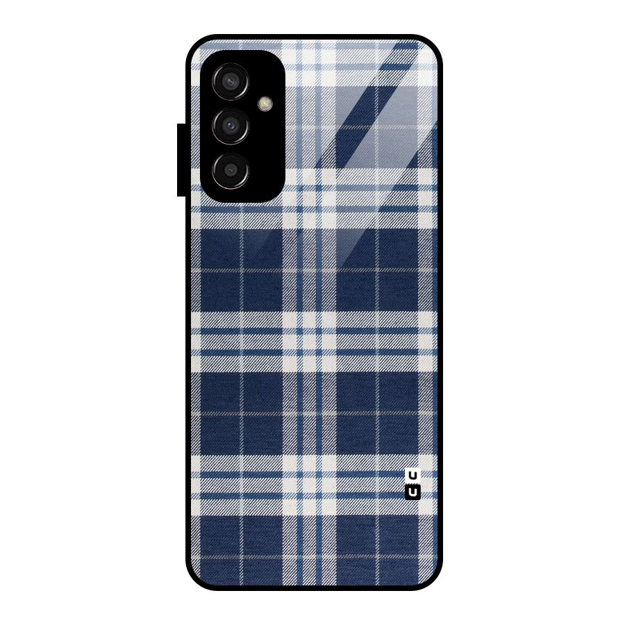 Blue White Check Glass Back Case for Galaxy F13