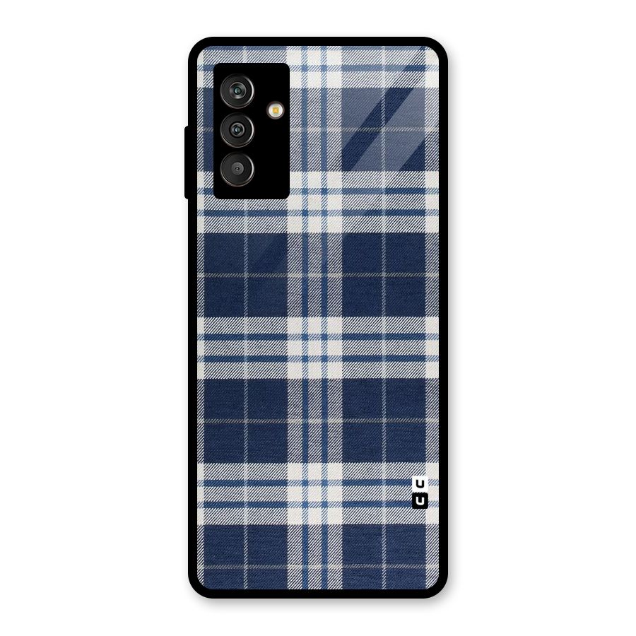 Blue White Check Glass Back Case for Galaxy M13