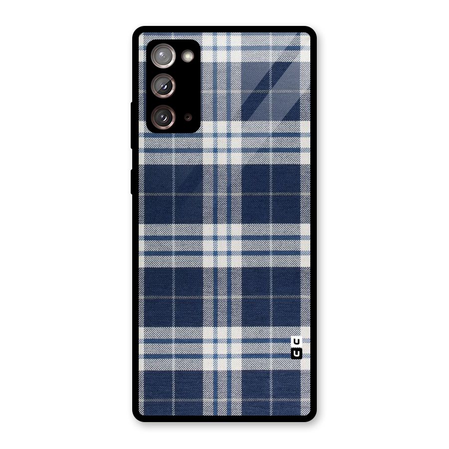 Blue White Check Glass Back Case for Galaxy Note 20