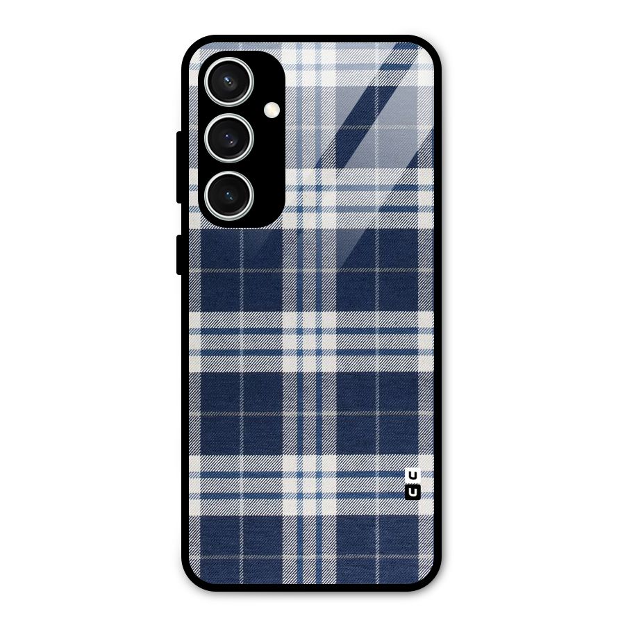 Blue White Check Glass Back Case for Galaxy S23 FE
