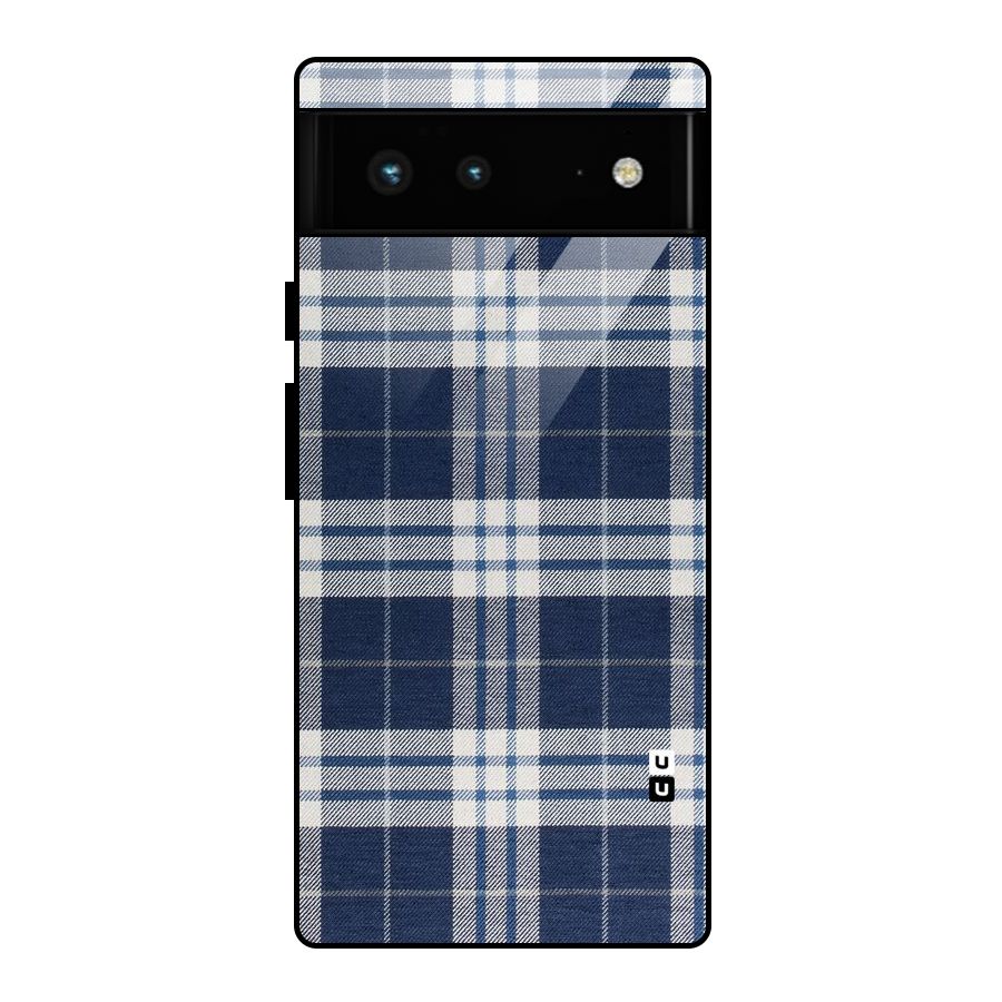 Blue White Check Glass Back Case for Google Pixel 6