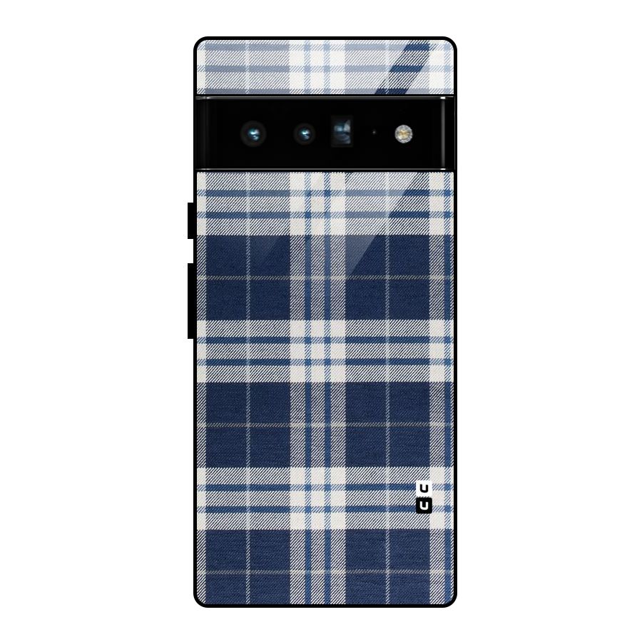 Blue White Check Glass Back Case for Google Pixel 6 Pro
