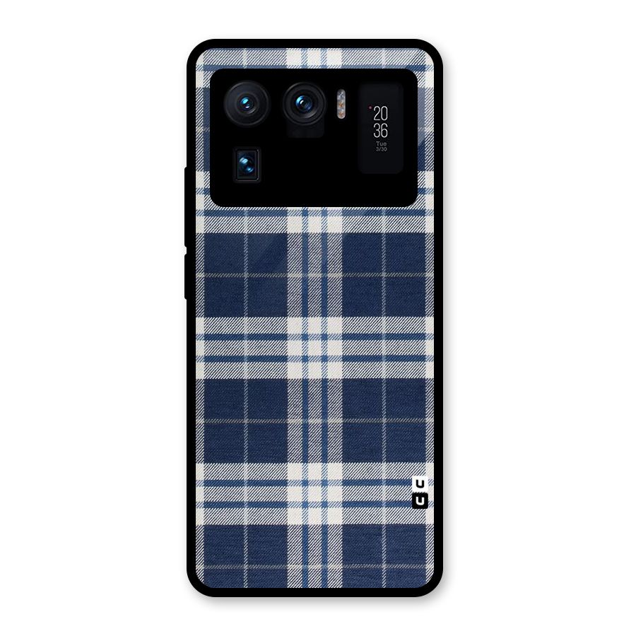 Blue White Check Glass Back Case for Mi 11 Ultra