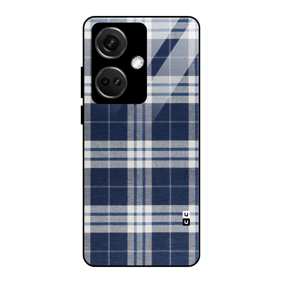 Blue White Check Glass Back Case for OnePlus Nord CE 3 5G