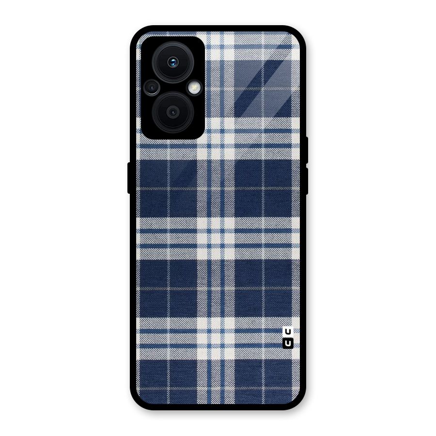 Blue White Check Glass Back Case for Oppo F21s Pro 5G