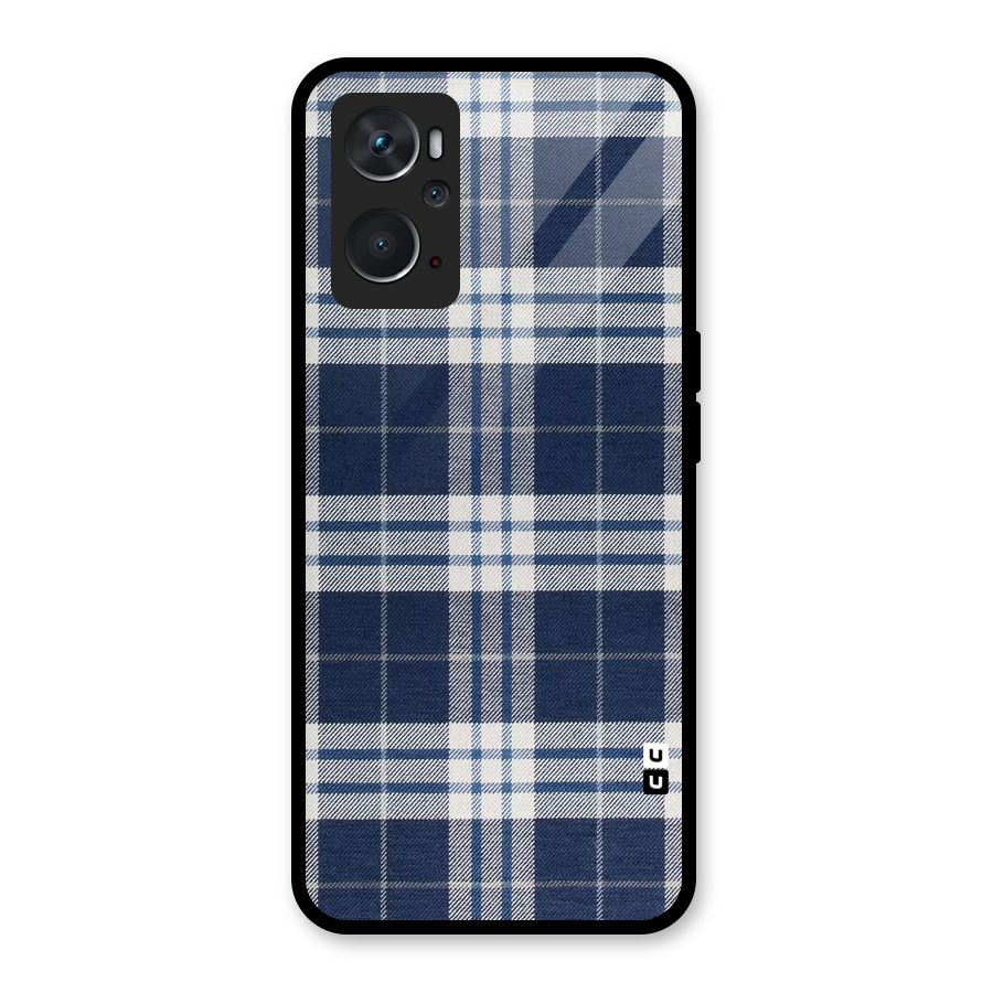Blue White Check Glass Back Case for Oppo K10 4G