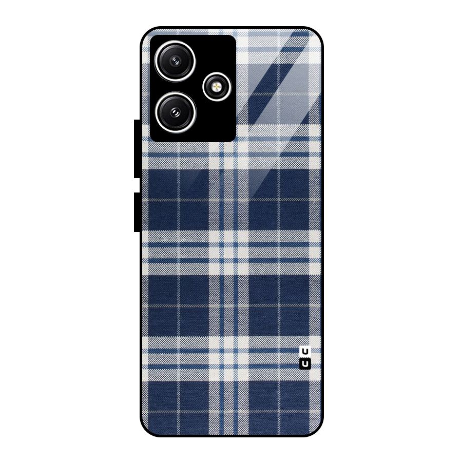 Blue White Check Glass Back Case for Poco M6 Pro