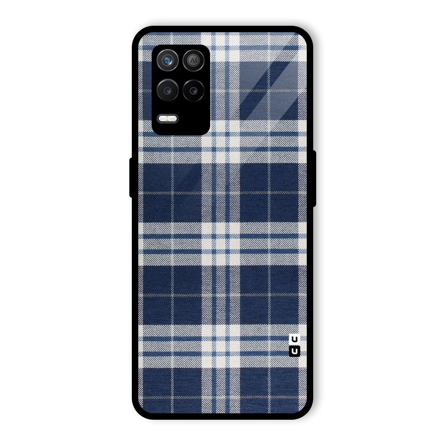 Blue White Check Glass Back Case for Realme 8s 5G