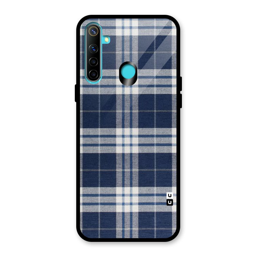 Blue White Check Glass Back Case for Realme Narzo 10