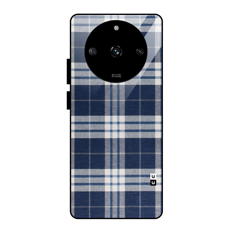 Blue White Check Glass Back Case for Realme Narzo 60 5G