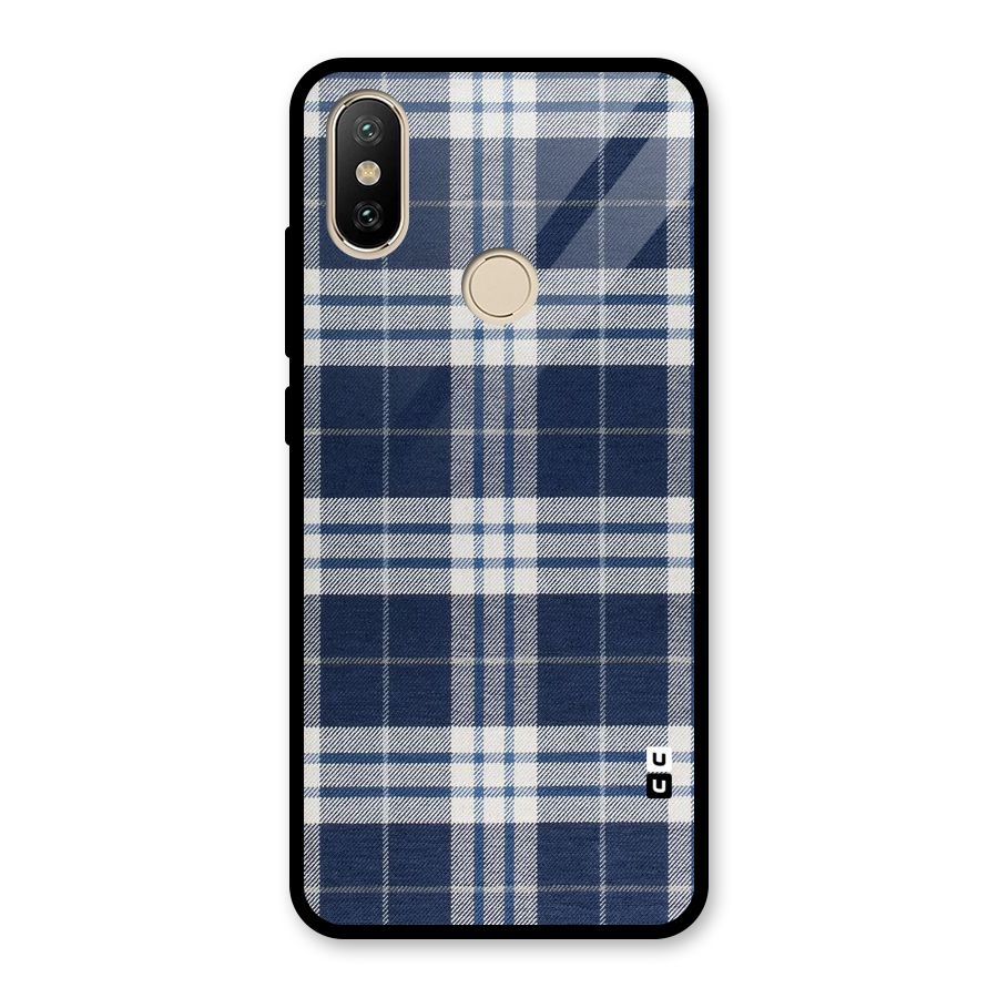 Blue White Check Glass Back Case for Redmi A2