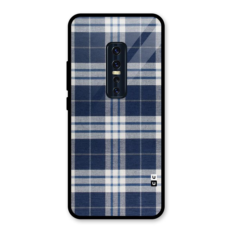 Blue White Check Glass Back Case for Vivo V17 Pro