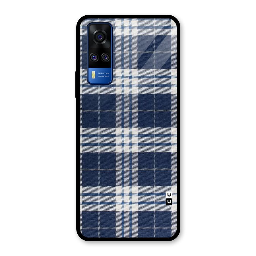 Blue White Check Glass Back Case for Vivo Y31