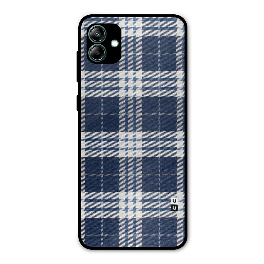 Blue White Check Metal Back Case for Galaxy A04
