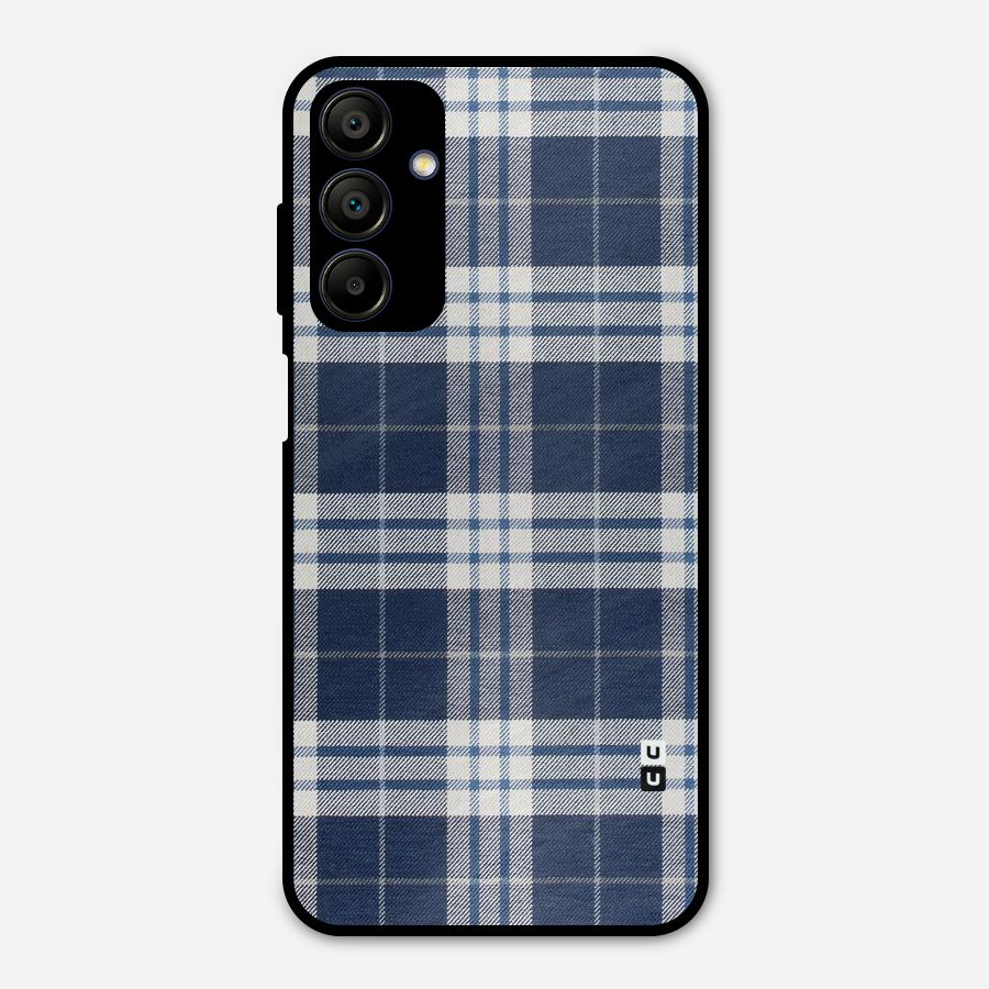 Blue White Check Metal Back Case for Galaxy A15 5G