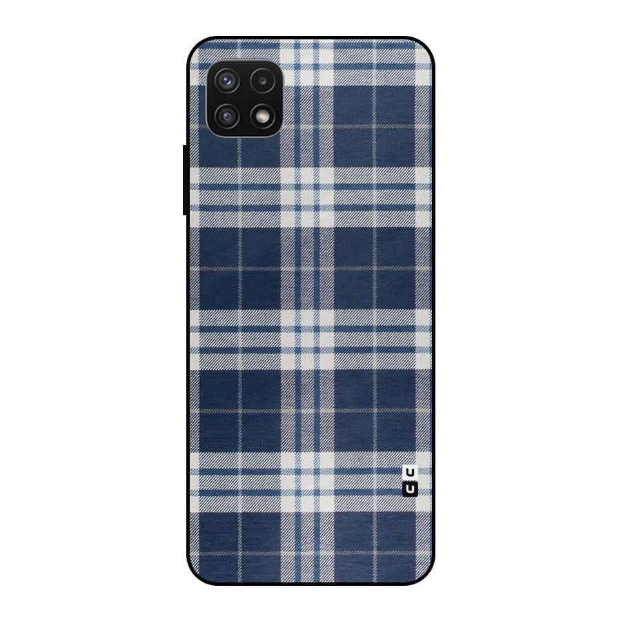 Blue White Check Metal Back Case for Galaxy A22 5G