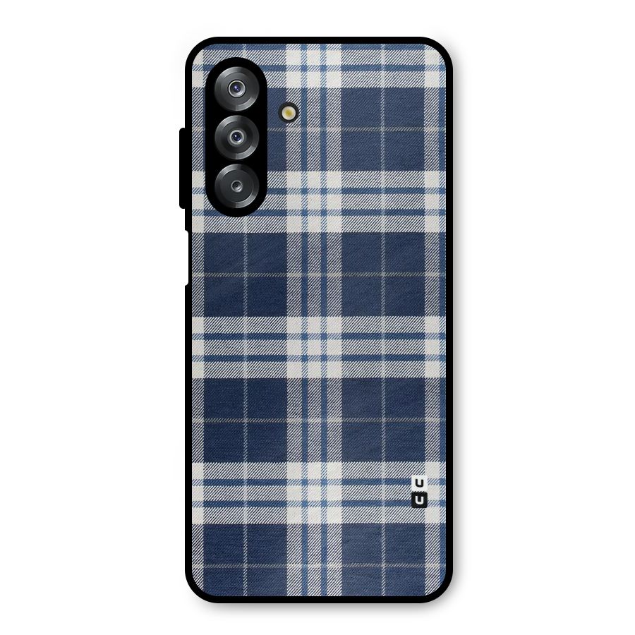 Blue White Check Metal Back Case for Galaxy A26