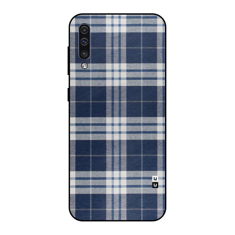 Blue White Check Metal Back Case for Galaxy A30s