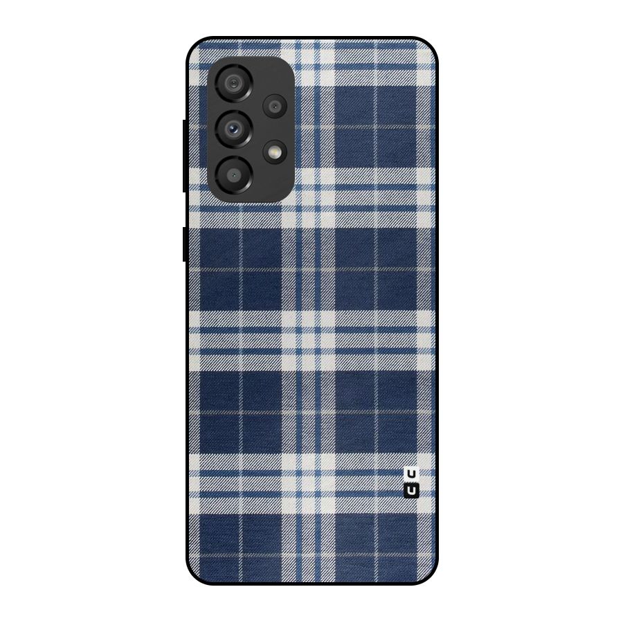 Blue White Check Metal Back Case for Galaxy A33 5G