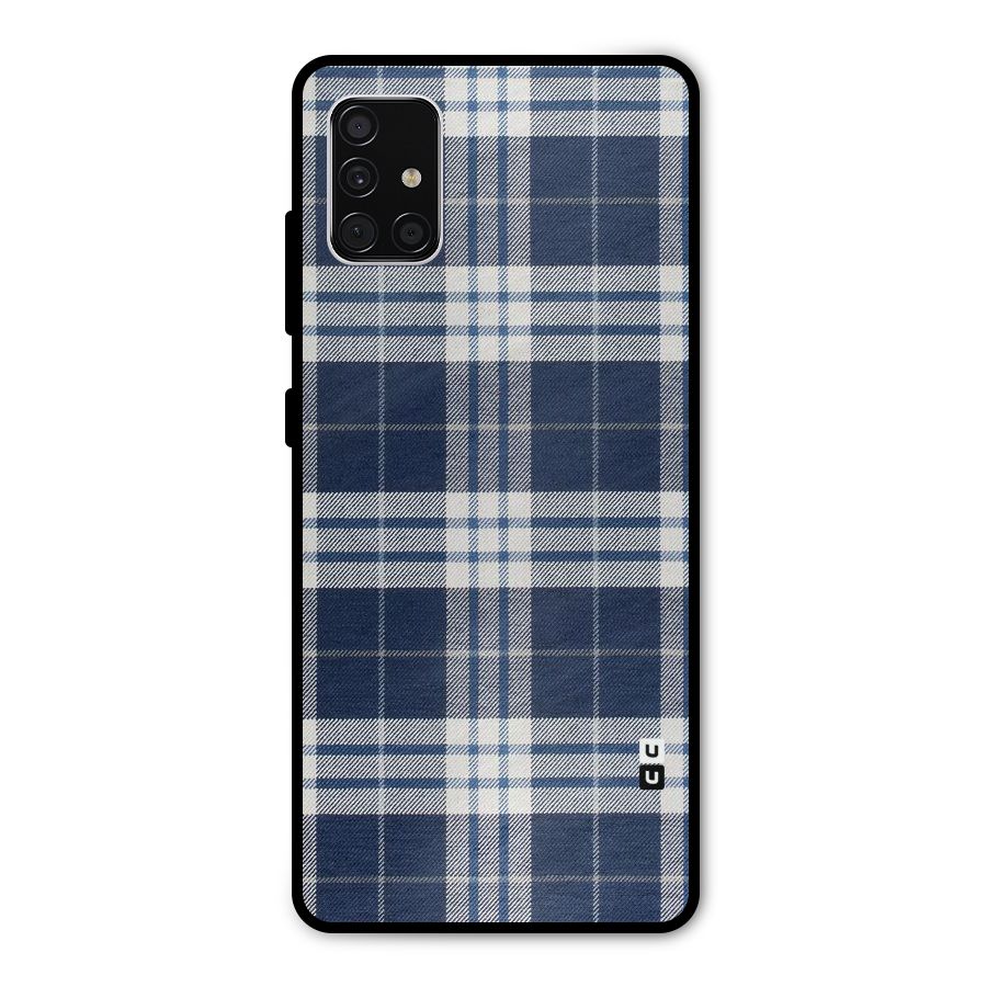 Blue White Check Metal Back Case for Galaxy A51