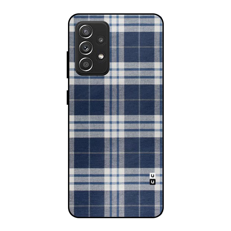 Blue White Check Metal Back Case for Galaxy A52s 5G