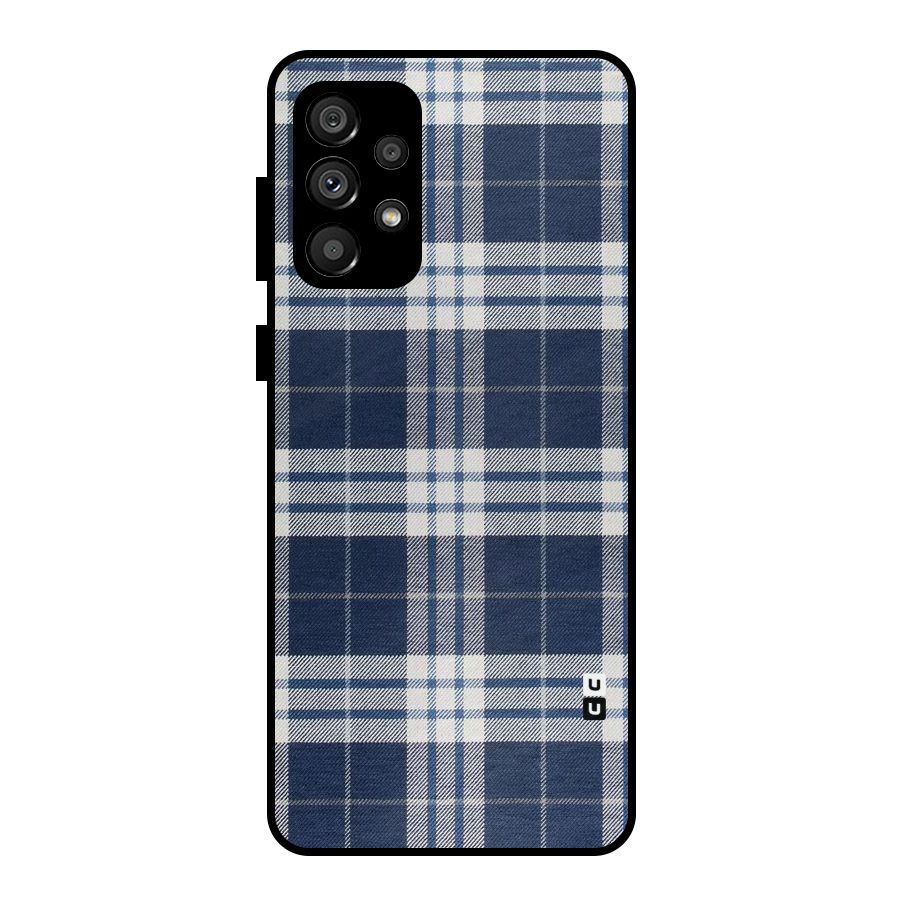 Blue White Check Metal Back Case for Galaxy A73 5G